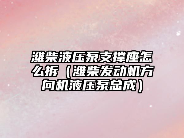 濰柴液壓泵支撐座怎么拆（濰柴發(fā)動機方向機液壓泵總成）