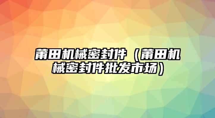 莆田機(jī)械密封件（莆田機(jī)械密封件批發(fā)市場(chǎng)）