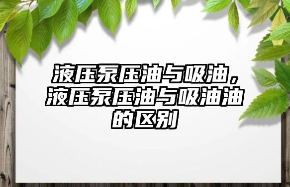 液壓泵壓油與吸油，液壓泵壓油與吸油油的區(qū)別