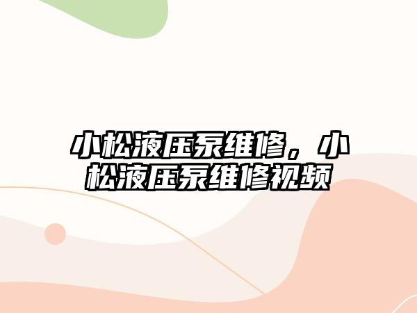 小松液壓泵維修，小松液壓泵維修視頻