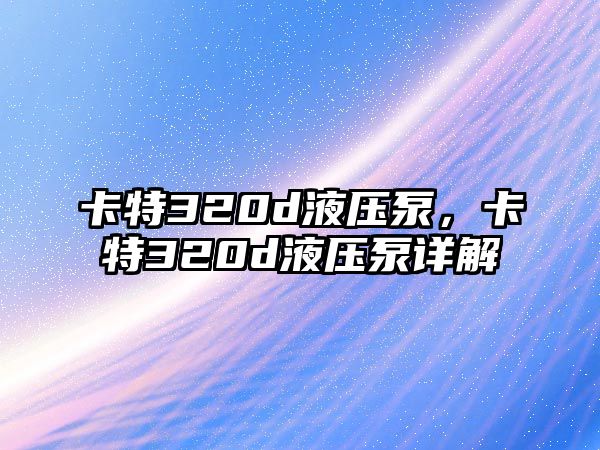 卡特320d液壓泵，卡特320d液壓泵詳解