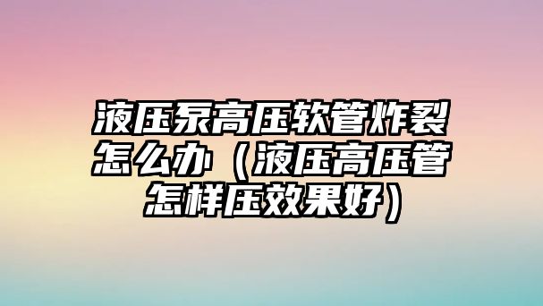 液壓泵高壓軟管炸裂怎么辦（液壓高壓管怎樣壓效果好）