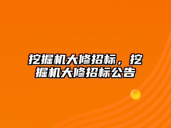 挖掘機大修招標，挖掘機大修招標公告