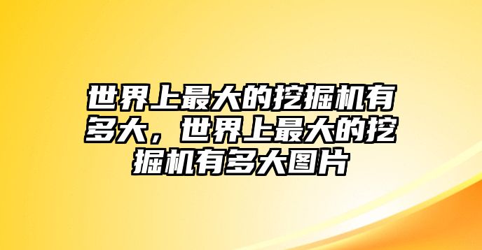 世界上最大的挖掘機有多大，世界上最大的挖掘機有多大圖片