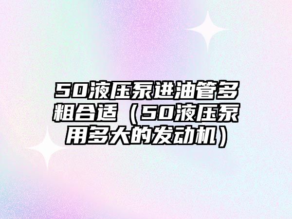 50液壓泵進(jìn)油管多粗合適（50液壓泵用多大的發(fā)動(dòng)機(jī)）