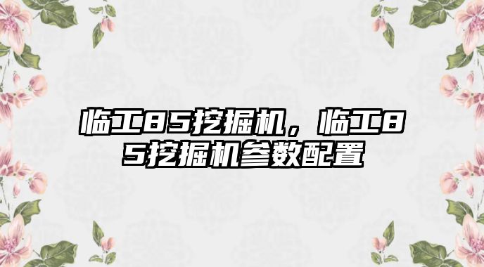 臨工85挖掘機，臨工85挖掘機參數(shù)配置