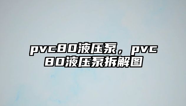 pvc80液壓泵，pvc80液壓泵拆解圖