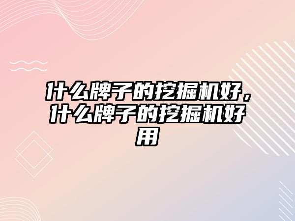 什么牌子的挖掘機好，什么牌子的挖掘機好用