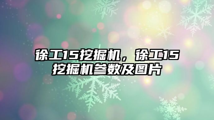 徐工15挖掘機，徐工15挖掘機參數(shù)及圖片