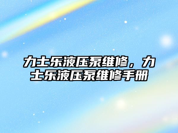 力士樂液壓泵維修，力士樂液壓泵維修手冊