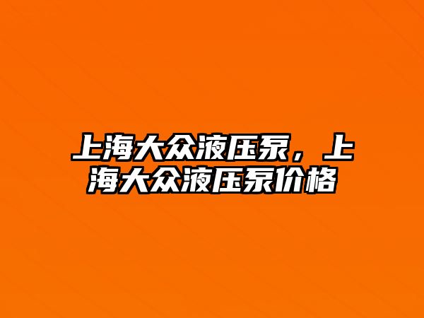 上海大眾液壓泵，上海大眾液壓泵價格