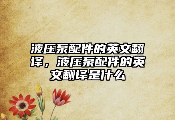 液壓泵配件的英文翻譯，液壓泵配件的英文翻譯是什么