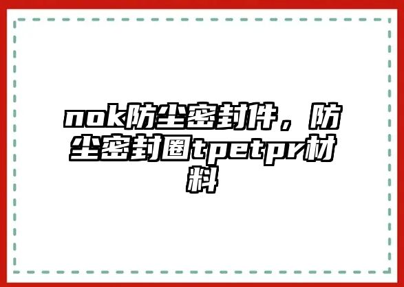 nok防塵密封件，防塵密封圈tpetpr材料