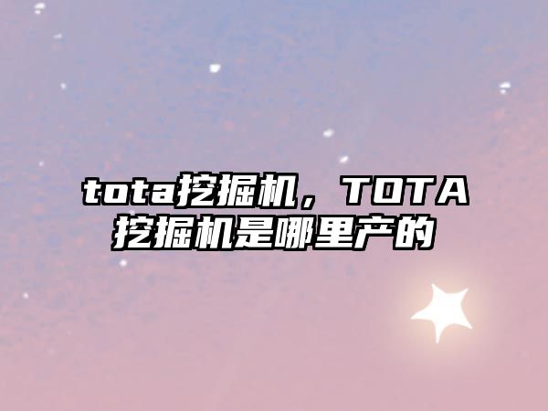 tota挖掘機(jī)，TOTA挖掘機(jī)是哪里產(chǎn)的