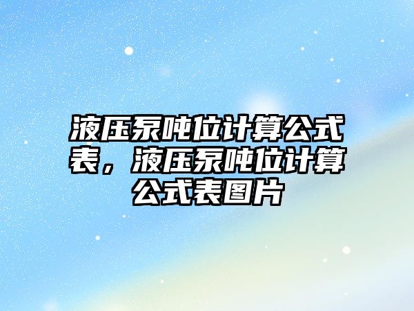 液壓泵噸位計(jì)算公式表，液壓泵噸位計(jì)算公式表圖片