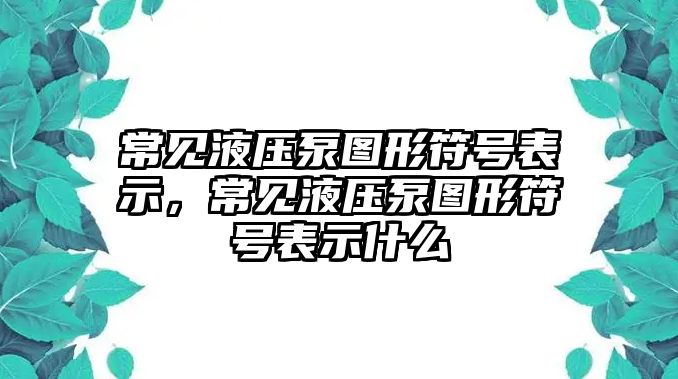 常見液壓泵圖形符號(hào)表示，常見液壓泵圖形符號(hào)表示什么