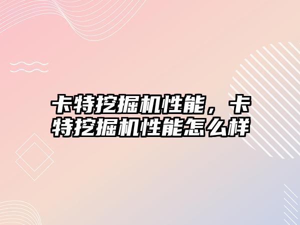 卡特挖掘機性能，卡特挖掘機性能怎么樣