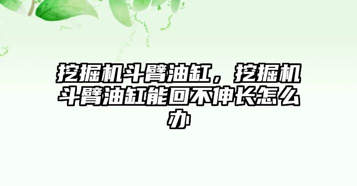 挖掘機斗臂油缸，挖掘機斗臂油缸能回不伸長怎么辦