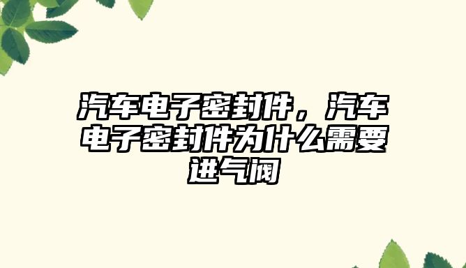 汽車電子密封件，汽車電子密封件為什么需要進(jìn)氣閥