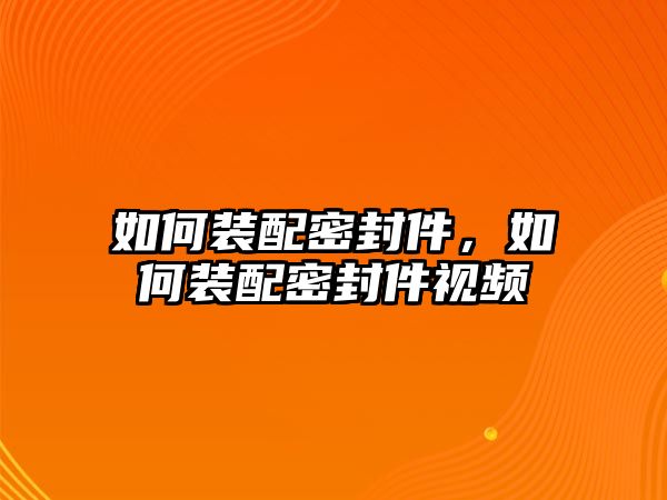 如何裝配密封件，如何裝配密封件視頻