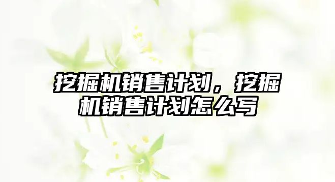 挖掘機銷售計劃，挖掘機銷售計劃怎么寫