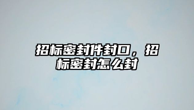 招標(biāo)密封件封口，招標(biāo)密封怎么封