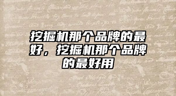 挖掘機(jī)那個(gè)品牌的最好，挖掘機(jī)那個(gè)品牌的最好用