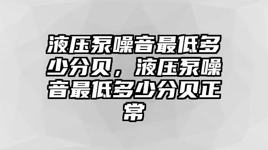 液壓泵噪音最低多少分貝，液壓泵噪音最低多少分貝正常