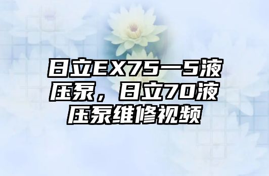 日立EX75一5液壓泵，日立70液壓泵維修視頻