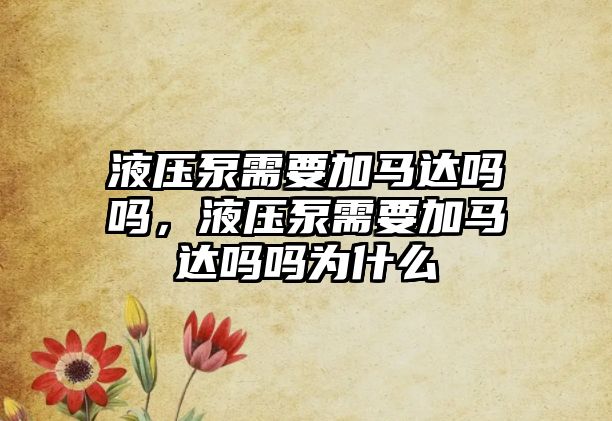 液壓泵需要加馬達(dá)嗎嗎，液壓泵需要加馬達(dá)嗎嗎為什么