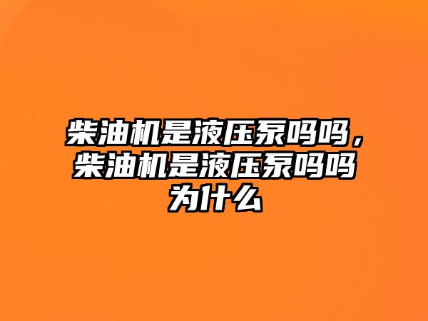 柴油機是液壓泵嗎嗎，柴油機是液壓泵嗎嗎為什么