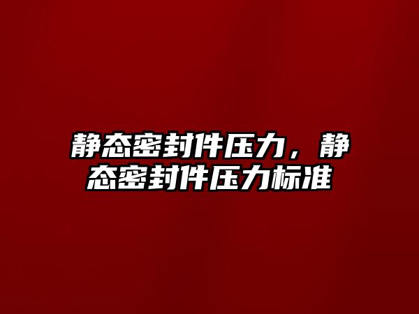 靜態(tài)密封件壓力，靜態(tài)密封件壓力標準