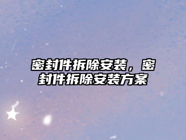 密封件拆除安裝，密封件拆除安裝方案