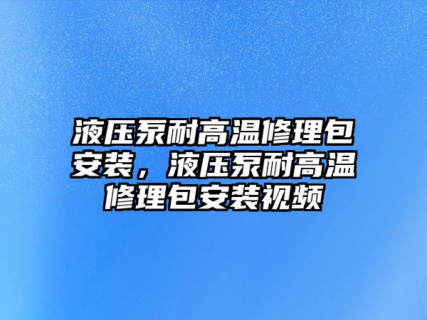 液壓泵耐高溫修理包安裝，液壓泵耐高溫修理包安裝視頻