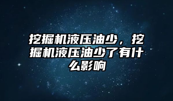 挖掘機液壓油少，挖掘機液壓油少了有什么影響