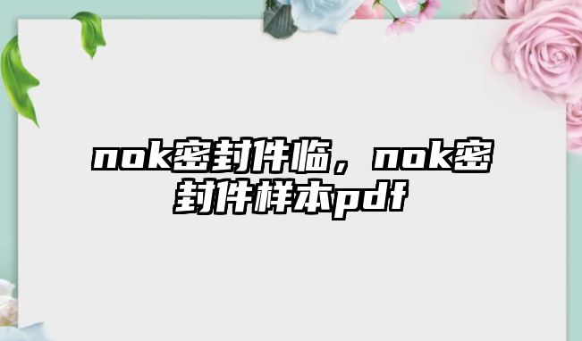 nok密封件臨，nok密封件樣本pdf