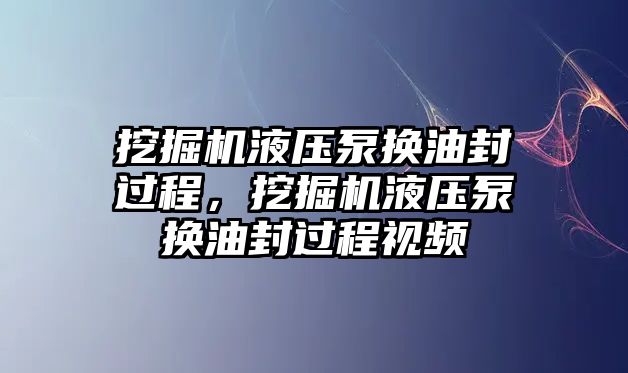 挖掘機(jī)液壓泵換油封過程，挖掘機(jī)液壓泵換油封過程視頻