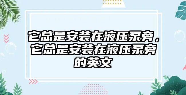 它總是安裝在液壓泵旁，它總是安裝在液壓泵旁的英文