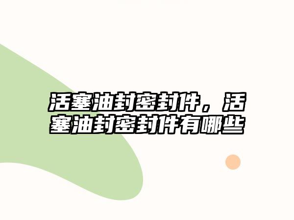 活塞油封密封件，活塞油封密封件有哪些