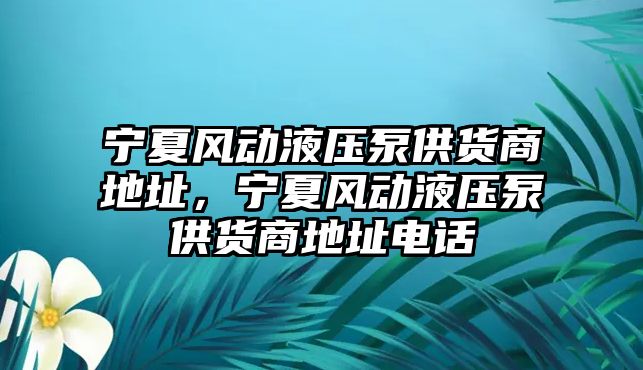 寧夏風(fēng)動液壓泵供貨商地址，寧夏風(fēng)動液壓泵供貨商地址電話