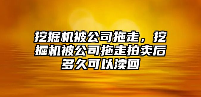 挖掘機(jī)被公司拖走，挖掘機(jī)被公司拖走拍賣后多久可以瀆回